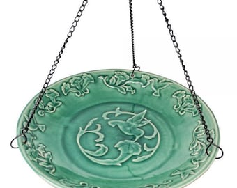 Hummingbird Ceramic Hanging Bird Bath