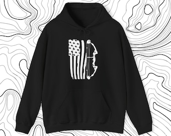 American Flag Bow Hunting Hoodie: Outdoorsman Gift