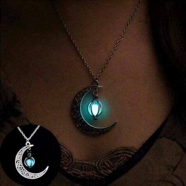 Charming Moon Light Good Luck Luminous Necklace for Girls and women - Glowing Stone Beautiful Pendant Celestial Style -  Gift for her