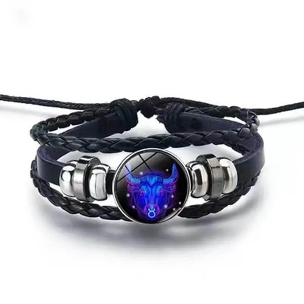 12 Zodiac Signs Constellations Charm Bracelet - Made of Braided Leather - For Both Men and Women - Fashion Bracelet for Astrology Lovers