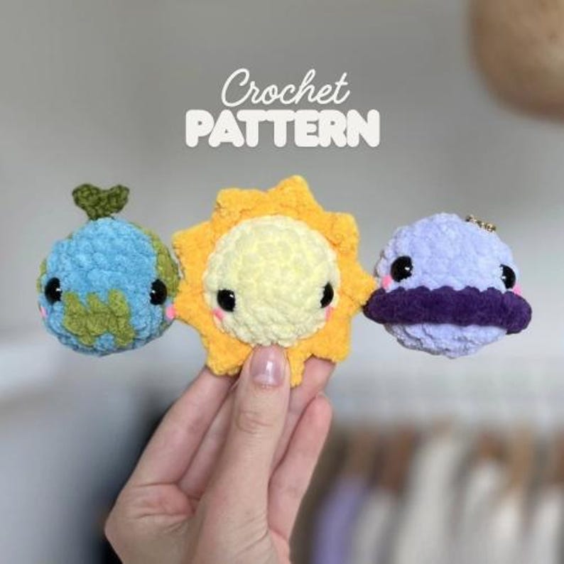 Planet Crochet Pattern PDF: Amigurumi Earth, Sun & Saturn Plush Set ...