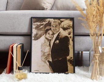 Wedding anniversary gift, customized couple portrait, personalized portrait for couple, custom home portrait, wood portrait from photo