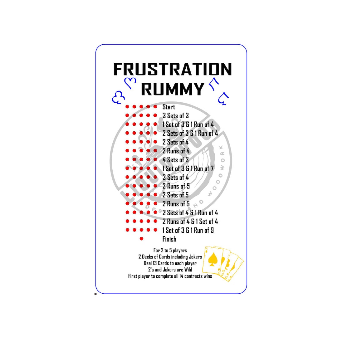 Frustration Rummy Game, .svg .pdf .png .dxf CNC Laser File - Etsy Canada