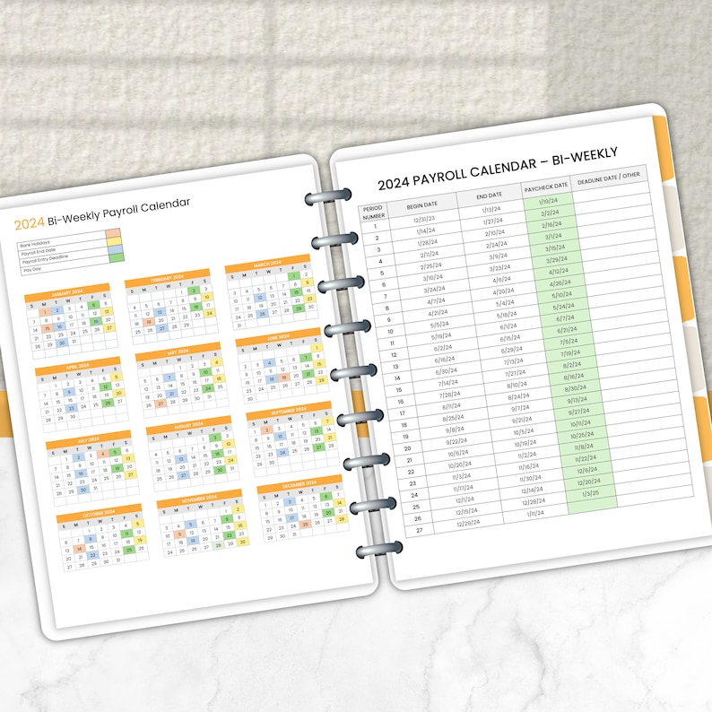 2024 Bi-weekly Payroll Calendar Template - Etsy