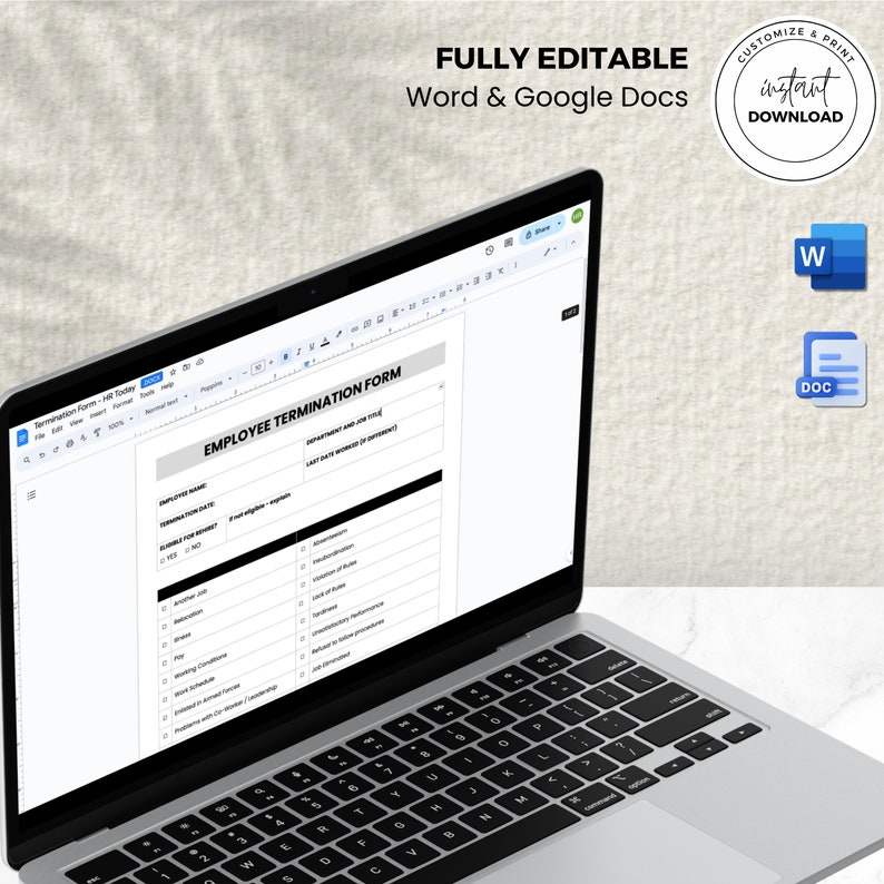 Employee Termination Form Human Resource Forms and Templates MS Word
