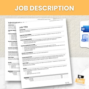 Job Description Template | Fully Editable MS Word and Google Docs | Recruiting | Employee Onboarding | New Hire | HR Forms and Templates