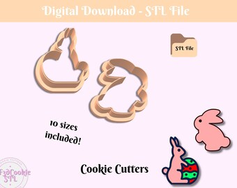 Osterhase Cookie Cutter STL-Datei, 10 Größen (Digital Download)