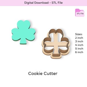 St. Patrick&#39;s Shamrock 02 Cookie Cutter STL File, STL Cookie Cutter File, Instant Download, Cookie Stamp STL