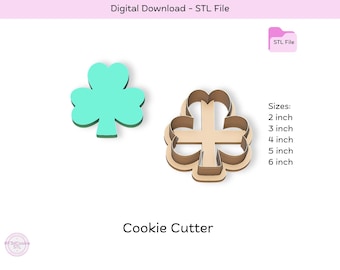 Fichier STL à l'emporte-pièce Shamrock, 5 tailles (téléchargement numérique)