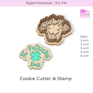 St. Patrick&#39;s Day Cookie Cutter STL File, STL Cookie Cutter File, Instant Download, Cookie Stamp STL