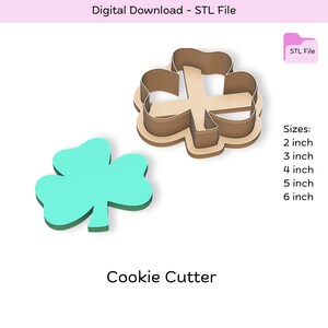 St. Patrick&#39;s Shamrock Cookie Cutter STL File, STL Cookie Cutter File, Instant Download, Cookie Stamp STL