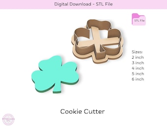 Fichier STL à l'emporte-pièce Shamrock, pâtisserie de la Saint-Patrick (téléchargement numérique)