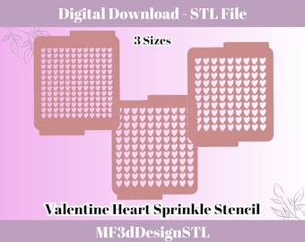Heart Sprinkle Stencil - Royal Icing Design, 3 Sizes (Digital STL File)