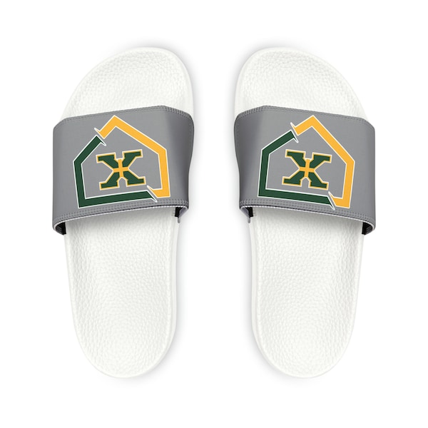 Baseball Men's PU Slide Sandals, Tigers, Saint X, Saint Xavier, Green, Yellow, Gold