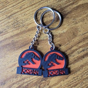 Custom Dinosaur Name Keychain - Name Tag (Set of 2)