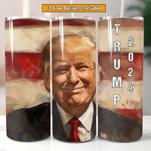 Donald Trump 2024 Tumbler Design for 20oz Tumbler US Election 2024 Sublimation Design Digital Download Donald Trump PNG Seamless Design