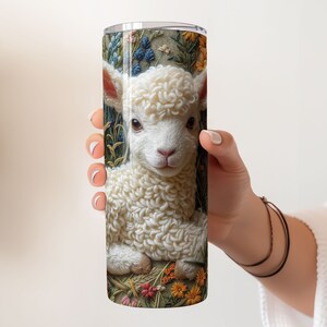 Spring Lamb Sublimation Design for 20oz Skinny Tumbler Easter Lamb Tumbler Design Digital Download Seamless Design Baby Lamb PNG 3