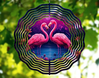 Flamingo Wind Spinner Sublimation Design, Flamingo Garden Wind Spinner Design, Pink Flamingos PNG, Coaster Design, Digital Download