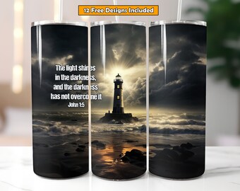 Verset de la Bible emballage pour gobelet maigre 20 oz sublimation design téléchargement numérique PNG gobelet chrétien design sans couture foi PNG