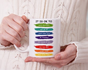 Its OK To Not Be OK Mokontwerp voor mokken van 11 oz en 15 oz, mokontwerpen met positieve bevestigingen, sublimatieontwerp digitale download