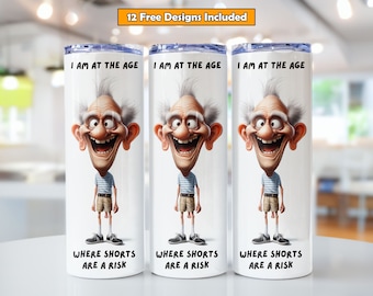 Diseño divertido de sublimación para hombre para envoltura de vaso de 20 oz, Los pantalones cortos son un riesgo Diseño divertido de vaso para hombre, Descarga digital sarcástica, Día del padre