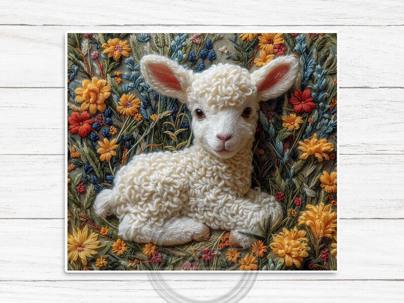 Spring Lamb Sublimation Design for 20oz Skinny Tumbler Easter Lamb Tumbler Design Digital Download Seamless Design Baby Lamb PNG 2