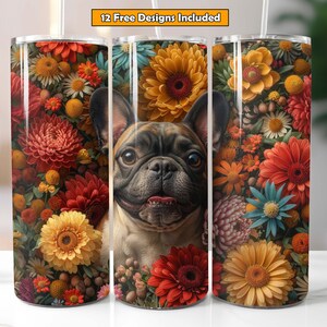 French Bulldog Tumbler Wrap Sublimation Design for 20 oz Skinny Tumbler Dog Lovers Tumbler Design Digital Download Seamless Design