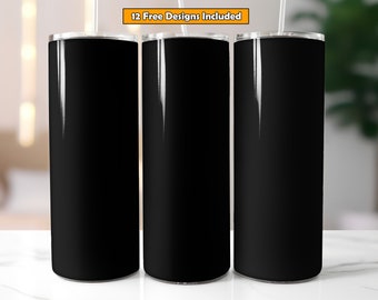 Diseño de sublimación de vaso de color negro sólido para vaso flaco de 20 oz Envoltura de vaso negro sólido Vaso recto de 20 oz