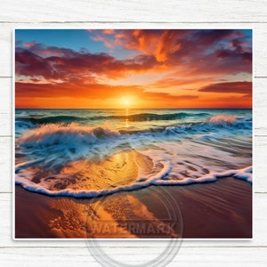 Beach Tumbler Wrap Sublimation Design for 20oz Skinny Tumbler Beach Sunset Tumbler Digital Download Beach Tumbler PNG Seamless Design 2