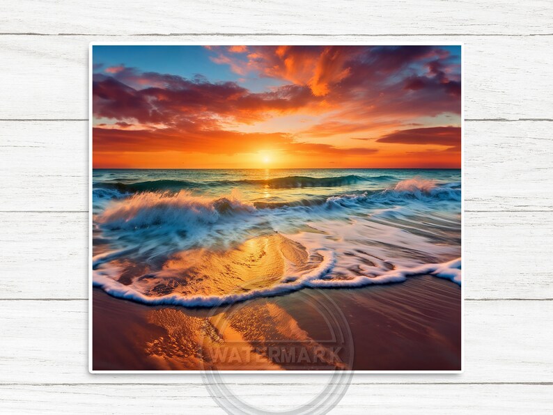 Beach Tumbler Wrap Sublimation Design for 20oz Skinny Tumbler Beach Sunset Tumbler Digital Download Beach Tumbler PNG Seamless Design 2