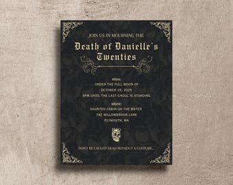 Gothic Death to My Twenties Invitation | 30th Birthday (Canva Digital Download)