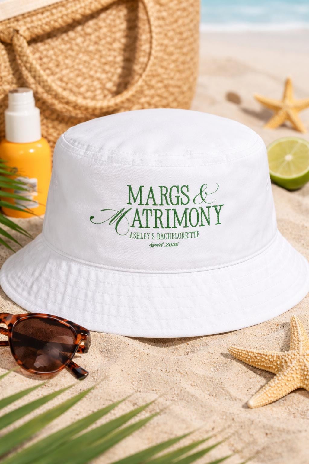 Straw Bucket Hat with Bride Embroidery Bachelorette Party Headwear Personalized Bride Bucket Hat, Custom Bachelorette Party Hat  main image 4