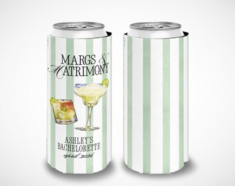 Enfriador de latas de Margaritas y Matrimonio / Recuerdo personalizado para despedida de soltera / Fiesta de despedida de soltera con margaritas