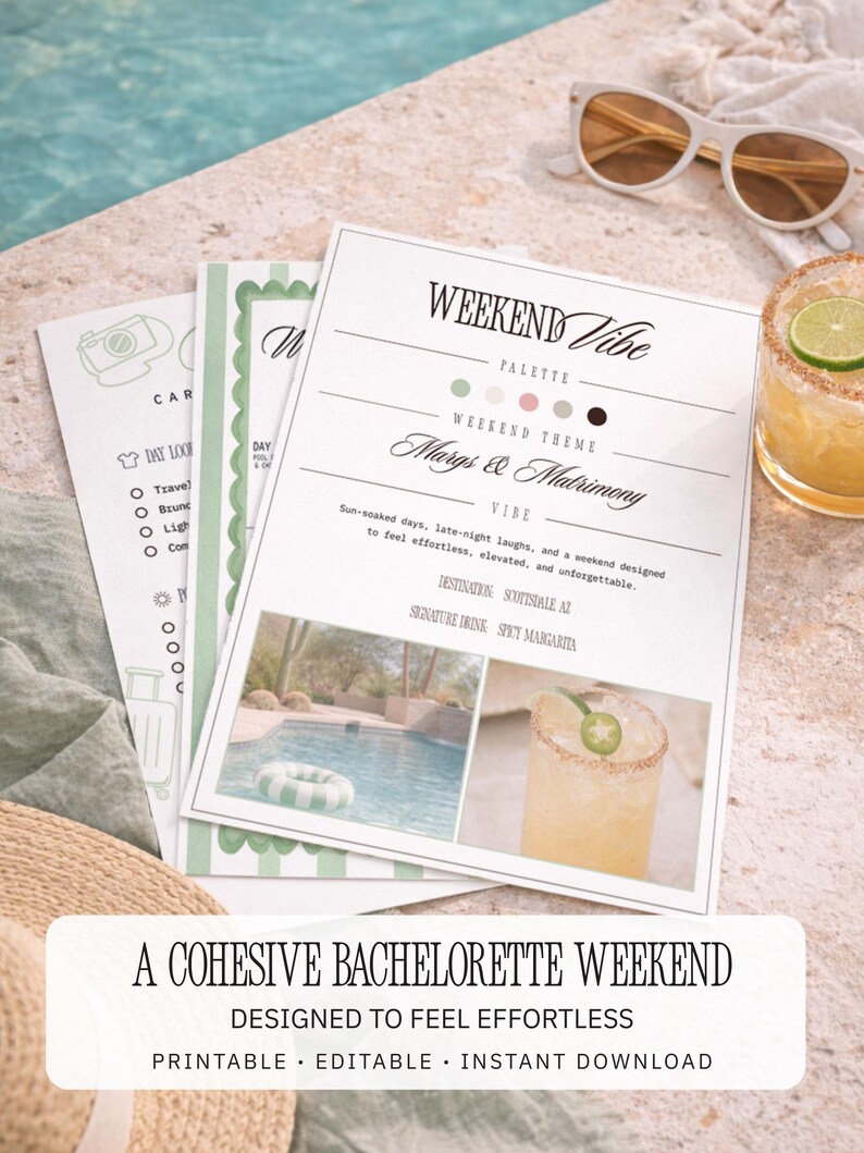 Bachelorette Weekend Bundle | Margs and Matrimony | Editable Itinerary ...