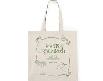 Margs and Matrimony Tote Bag | Bachelorette Party Favor | Bridesmaid Welcome Bag