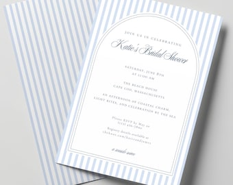 Coastal Bridal Shower Invitation – Instant Download Canva Template