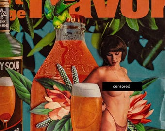 Orange Flavor: Retro Collage Pop Art Poster Print | Retro Pin-Up Poster Art | Kitchen Home Décor | Food Inspired Art Print