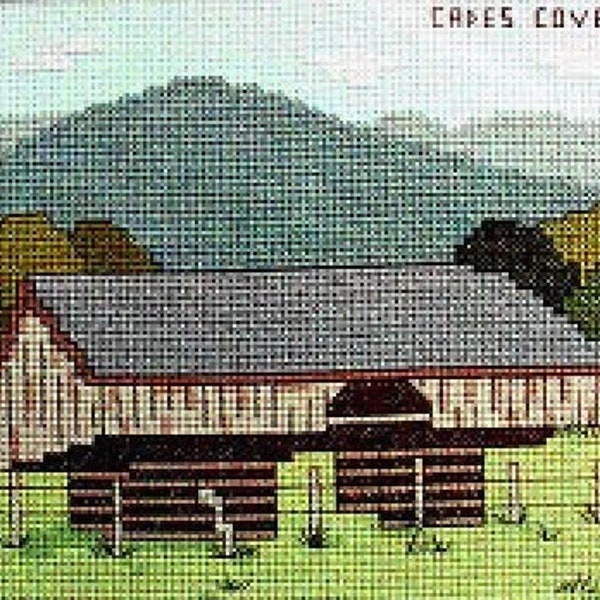 Cross Stitch Pattern of Cades Cove Cantilever Barn in GSMP