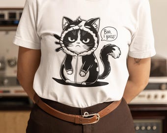 Funny Cartoon Cat Halloween Costume Tee - Bella Canvas T-Shirt