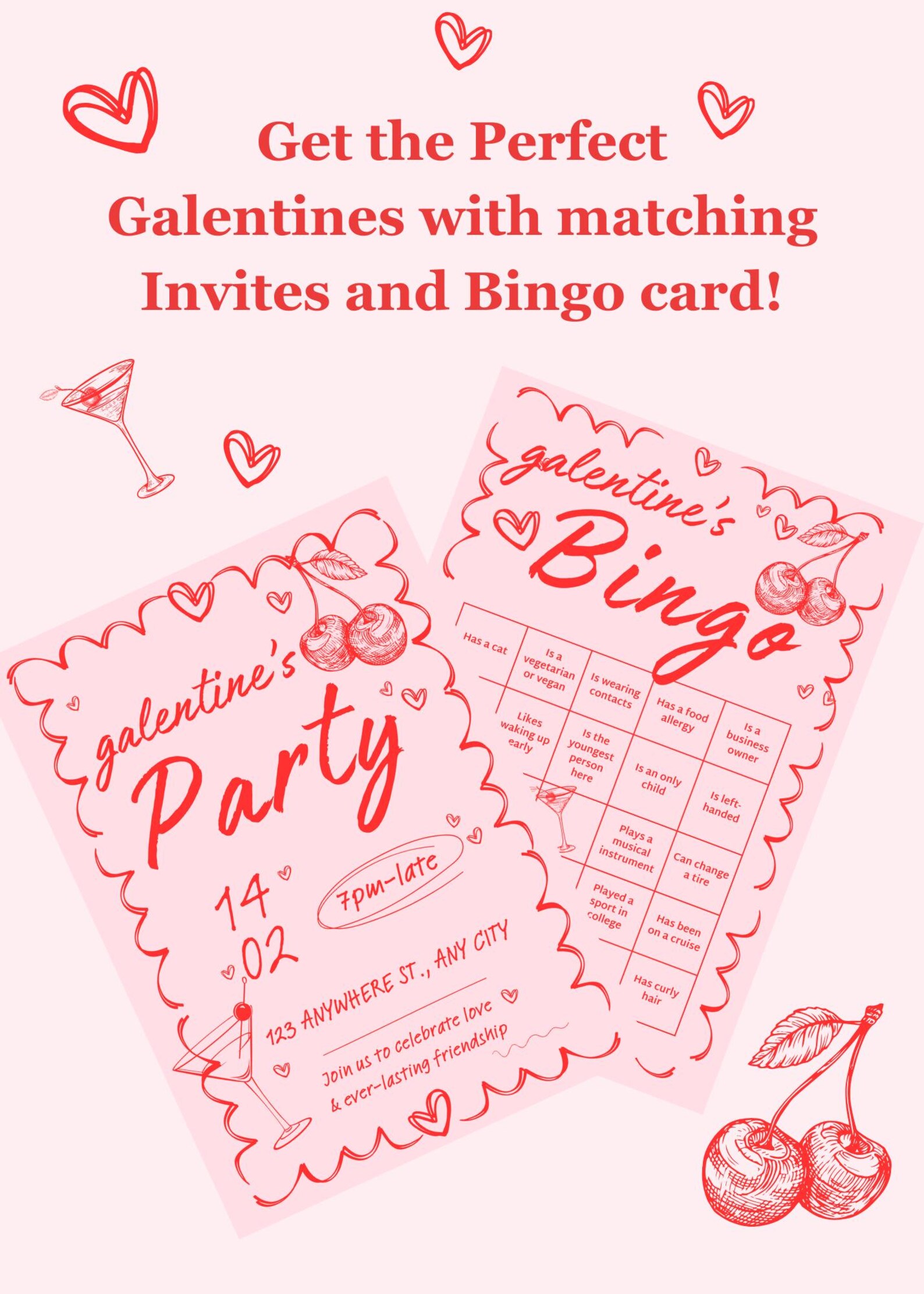 Bingo Galentines Game, Ladies Night Games, Cherry Bingo Galentines ...