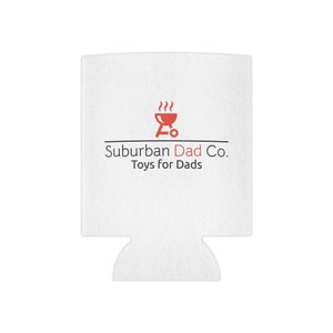 Toys For DAD Print Slim Can KOOZIE COOLER - White Polyester Exterior And Black Soft Foam Liner Interior Cooler