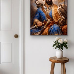 Guru Gobind Singh Ji Fine Art Malerei | Sikh spirituelle Wandkunst, indisches Dekor