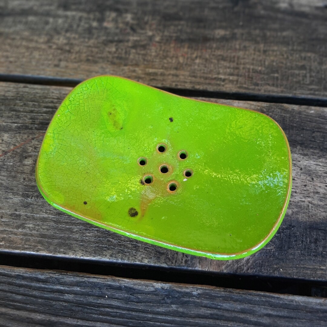 Handmade Ceramic Soap Dish, With Drainage Holes, Rectangle Soap Dish