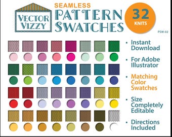 32 Seamless Knitted Pattern Swatches for Adobe Illustrator