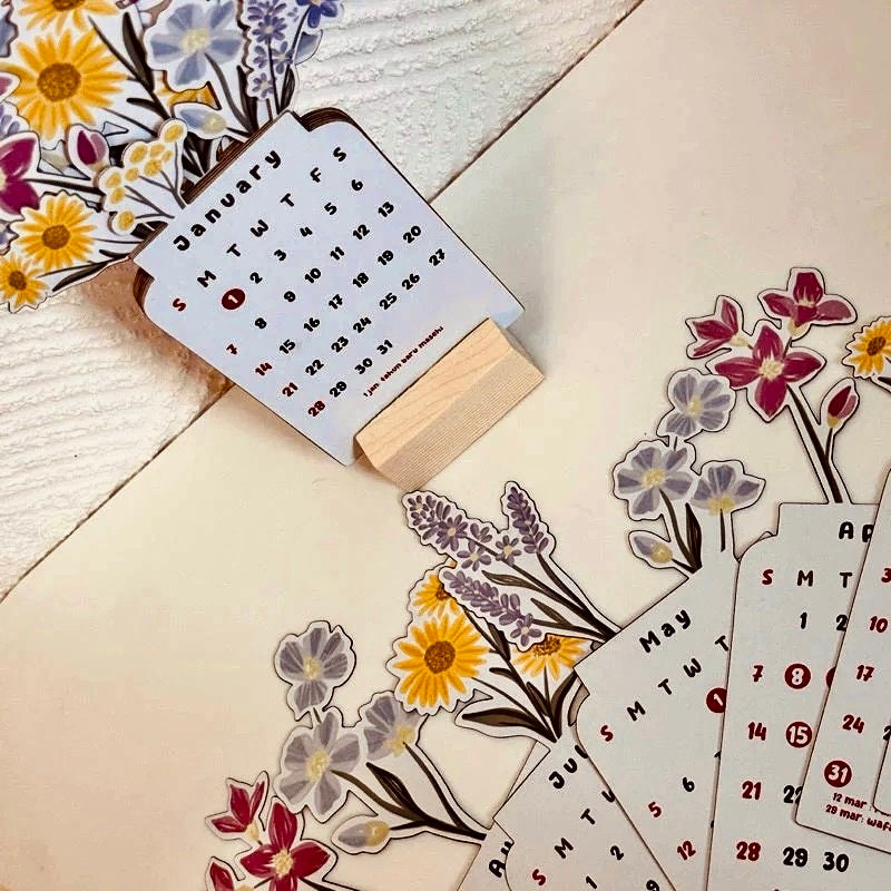 2024 Desk Calendar With Stand / Handmade Calendar / Gift for Kid, Coworkers, Graduation