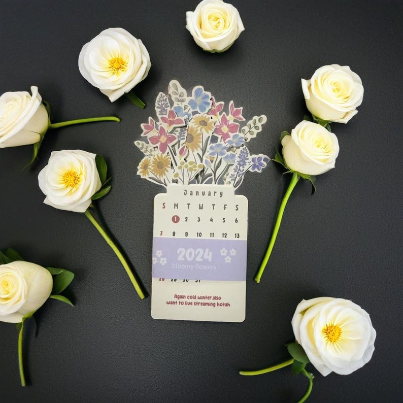 2024 Desk Calendar With Stand / Handmade Calendar / Gift for Kid, Coworkers, Graduation