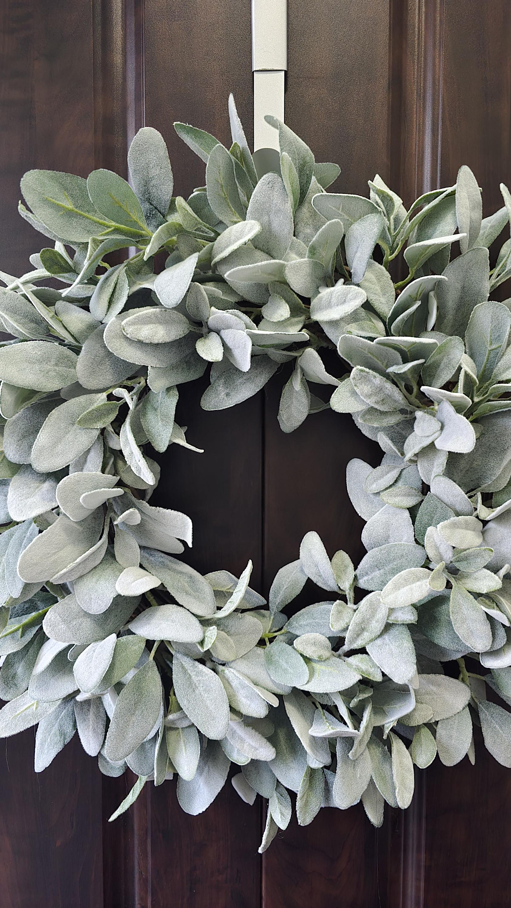 Lambs Ear Wreath, Neutral Farmhouse Greenery for Your Front Door - Etsy