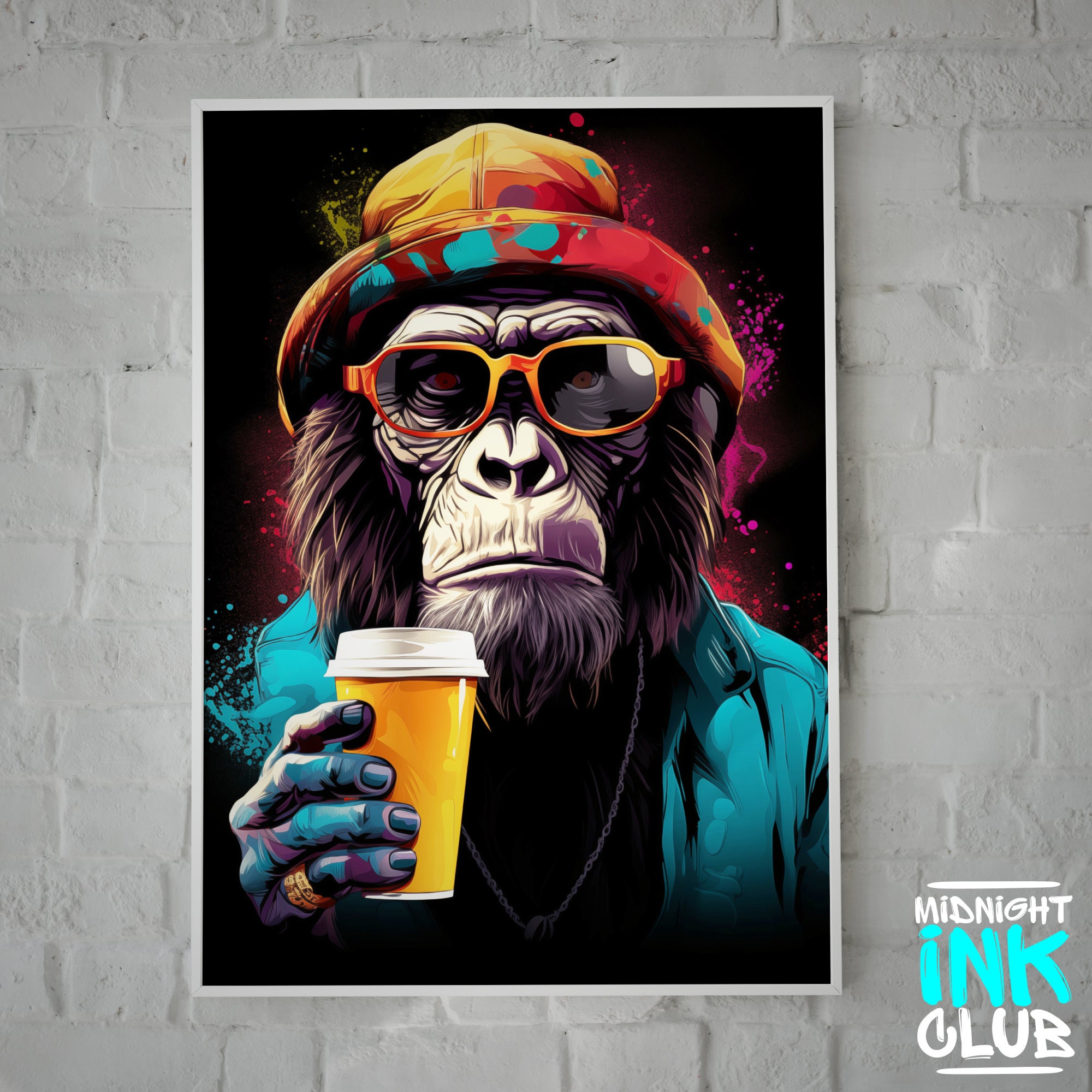 Ape Coffee Graffiti Wall Art Print Digital Urban Art Street Pop