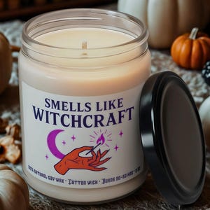 Smells Like Witchcraft Spooky Season Halloween Decoration Candle. Witchy Vibes Spell Book Soy Candle, Creepy Fall Gothic Aromatherapy Gift