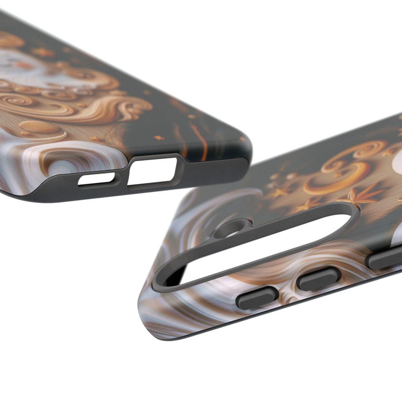 Cute 3D Carved Wood Kawaii Ghost Halloween Phone Case, Spooky Season Celestial Stars Moon Holiday Phone Cover For iPhone Samsung Google image 7